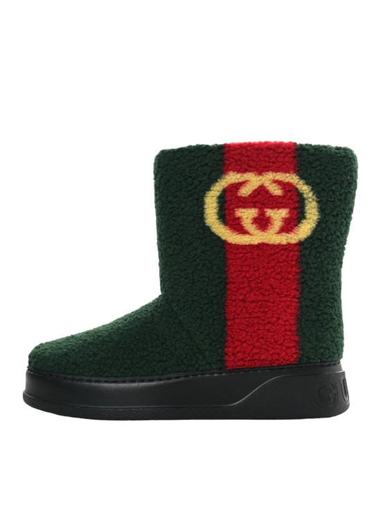 Gucci Other - Gucci Furry Teddy Green Auckland Interlock GG Logo Shearling Web Strip Men’s 8.5